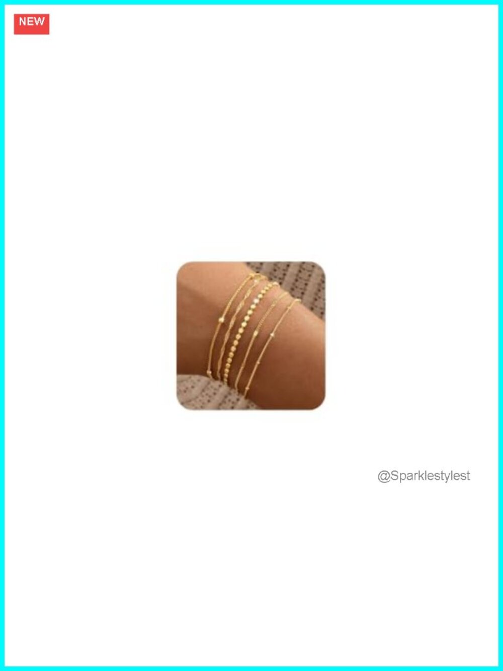 14K Gold Plated 5-Piece Stackable Bracelet Set Adjustable Layered